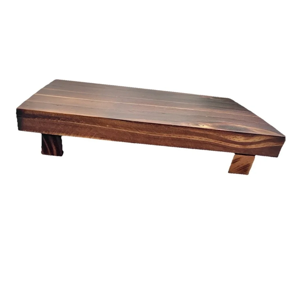 Pedestal Stand Rise Wood Kitchen Counter Tray House Plant Accessory Home Decor